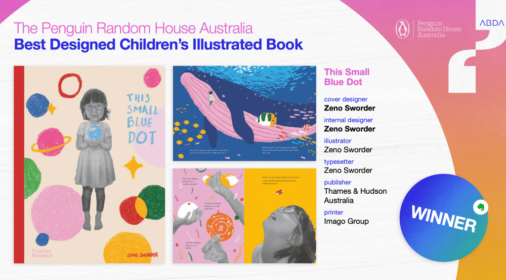 ABDA 2021 Best Designed Children's Illustrated Book - This Small Blue Dot Zeno Sworder